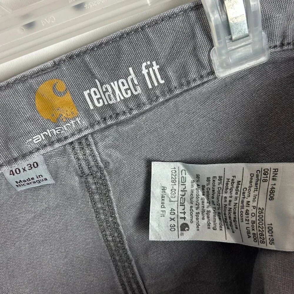 Carhartt Work Wear Pants40x30 Men's Gray Relaxed Fit 102291-033 Cotton Blend Y2K